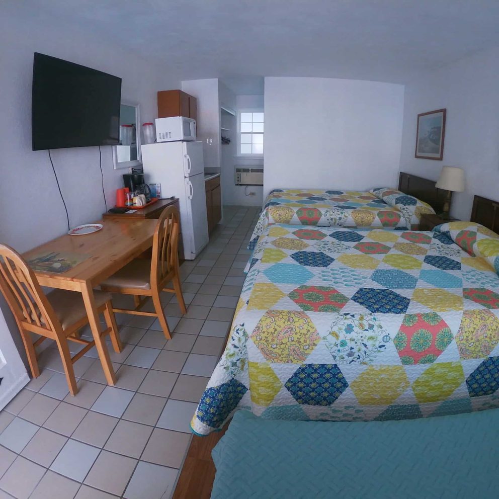 Efficiency room with double queen beds at Sea Chest Motel Wildwood Crest